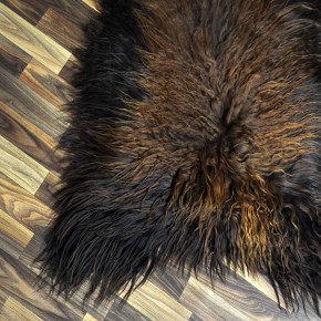 XXL ÖKO Island Schaffell schwarz braun geflammt 120x80 Feuer Kamin #8038