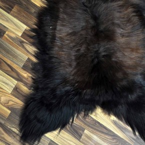 XXL ÖKO Island Schaffell schwarz braun geflammt 125x75 Feuer Kamin #8052