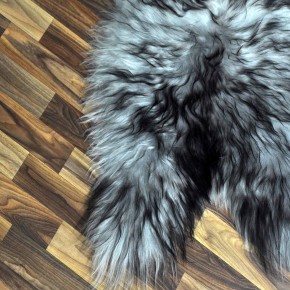 XL Island Schaffell grau schwarz geflammt 110x65 Krampus #8154