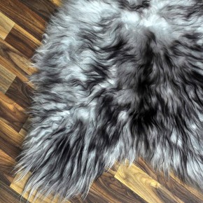 XL Island Schaffell grau schwarz geflammt 110x75 Krampus #8159