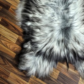 XXL ÖKO Island Schaffell grau schwarzbraun 120x85 Lammfell #8237