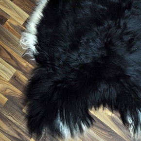 XXL ÖKO Island Schaffell schwarzbraun weiß 125x80 Unikat Krampus #8256