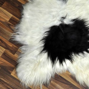 XL ÖKO Island Schaffell beige schwarzbraun 115x75 Krampus #8260