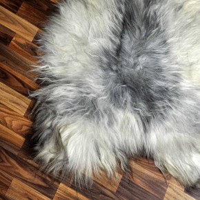 XXL ÖKO Island Schaffell grau schwarzbraun 125x80 Lammfell #8339