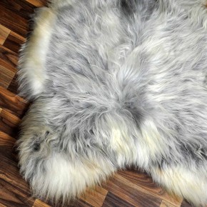 XXL ÖKO Island Schaffell grau beige schwarzbraun 125x85 Lamm #8351