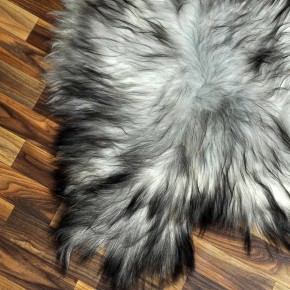 XL ÖKO Island Schaffell grau schwarzbraun 115x80 Lammfell #8352