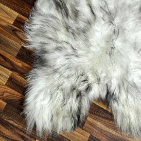 XL ÖKO Island Schaffell weiß schwarzbraun geflammt 115x70 #8642