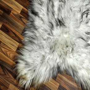 XXL ÖKO Island Schaffell weiß schwarzbraun geflammt 125x80 #8643