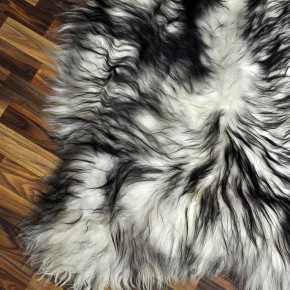 XXXL ÖKO Island Schaffell weiß schwarzbraun geflammt 135x80 #8653