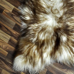 XXXL ÖKO Island Schaffell weiß braun geflammt 130x80 Krampus #8658