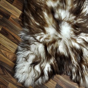 XXXL ÖKO Island Schaffell weiß braun geflammt 130x80 Krampus #8659