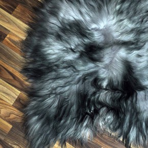 Island Schaffell grau schwarz geflammt 105x70 Krampus #8753