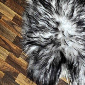 Island Schaffell grau schwarz geflammt 100x60 Krampus #8762