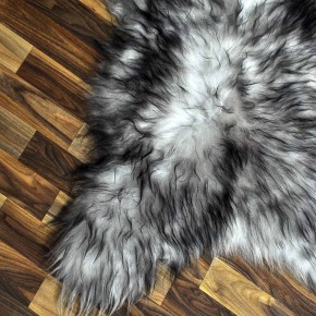 Island Schaffell grau schwarz geflammt 100x65 Krampus #8774