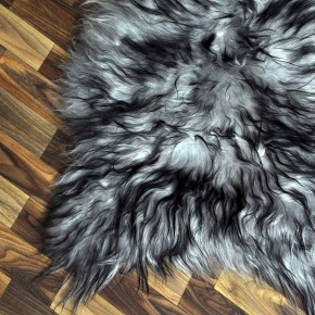Island Schaffell grau schwarz geflammt 95x65 Krampus #8777