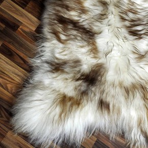 XXXL ÖKO Island Schaffell weiß braun geflammt 140x90 Teppich #8840