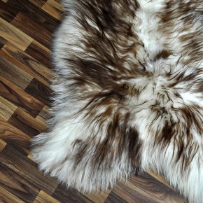 XXXL ÖKO Island Schaffell weiß braun geflammt 135x80 Teppich #8841