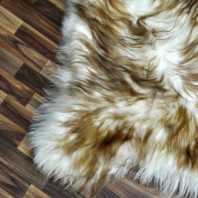 XXXL ÖKO Island Schaffell weiß braun geflammt 135x80 Teppich #8844