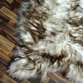 XXXL ÖKO Island Schaffell weiß braun geflammt 140x85 Teppich #8847