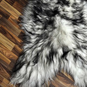 XXXL ÖKO Island Schaffell weiß schwarzbraun geflammt 140x80 #8856