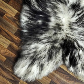 XXXL ÖKO Island Schaffell weiß schwarzbraun geflammt 135x80 #8858