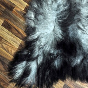 XXXL ÖKO Island Schaffell schwarzbraun grau 130x80 groß Wikinger #9087