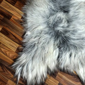 XXXL ÖKO Island Schaffell grau beige schwarzbraun 130x80 groß Teppich#9110