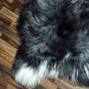 XXXL ÖKO Island Schaffell grau beige schwarzbraun 130x85 groß Teppich#9113