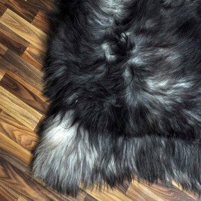 XXXL ÖKO Island Schaffell grau schwarzbraun 130x85 groß Teppich#9116