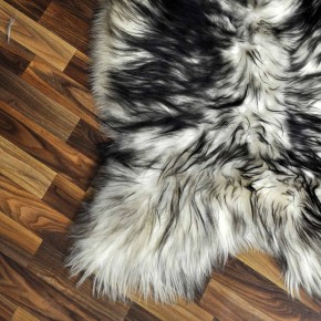 XXL ÖKO Island Schaffell weiß schwarzbraun geflammt 125x75 #9137