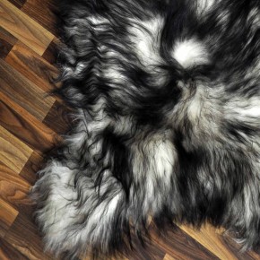 XXL ÖKO Island Schaffell weiß schwarz geflammt 125x85 #9542