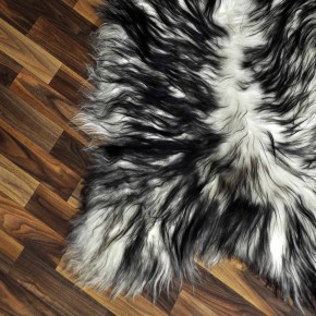 XXL ÖKO Island Schaffell weiß schwarz geflammt 125x80 #9545