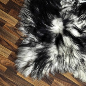 XXL ÖKO Island Schaffell weiß schwarz geflammt 125x75 #9546