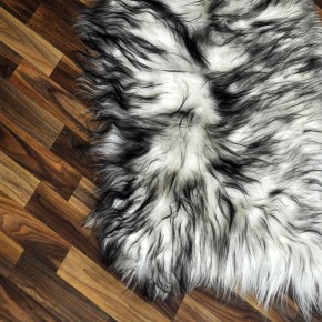 XXXL ÖKO Island Schaffell weiß schwarz geflammt 130x65 #9548