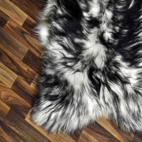 XXL ÖKO Island Schaffell weiß schwarz geflammt 125x75 #9553