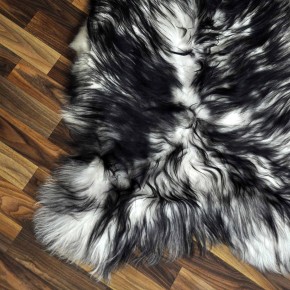 XXL ÖKO Island Schaffell weiß schwarz geflammt 125x80 #9555