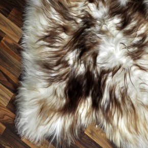 XXL ÖKO Island Schaffell weiß braun geflammt 125x80 Teppich #9560