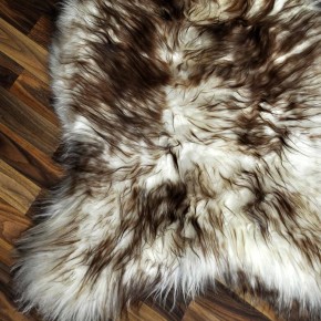 XXXL ÖKO Island Schaffell weiß braun geflammt 135x90 Teppich #9562