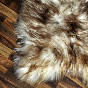 XXL ÖKO Island Schaffell weiß braun geflammt 130x80 #9563