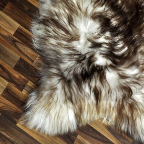 XXL ÖKO Island Schaffell weiß braun geflammt 120x75 Teppich #9564
