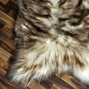 XXL ÖKO Island Schaffell weiß braun geflammt 120x80 Teppich #9565