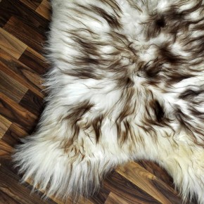 XXXL ÖKO Island Schaffell weiß braun geflammt 135x80 Teppich #9566