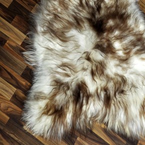XXXL ÖKO Island Schaffell weiß braun geflammt 130x85 Teppich #9568