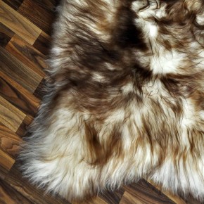 XXL ÖKO Island Schaffell weiß braun geflammt 125x85 Teppich #9569
