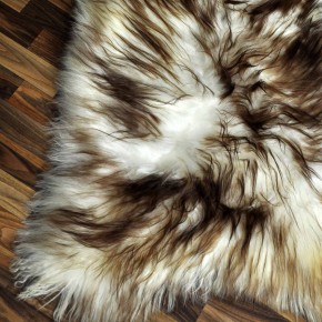 XXXL ÖKO Island Schaffell weiß braun geflammt 135x80 Teppich #9570