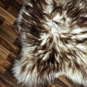 XXXL ÖKO Island Schaffell weiß braun geflammt 135x85 Teppich #9571