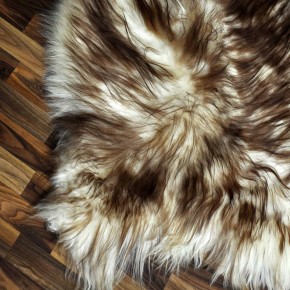 XXXL ÖKO Island Schaffell weiß braun geflammt 135x80 Teppich #9572