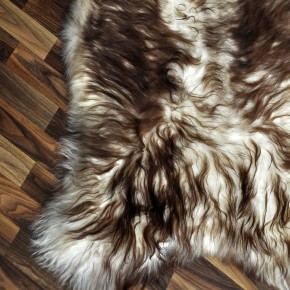 XXXL ÖKO Island Schaffell weiß braun geflammt 135x80 Teppich #9575