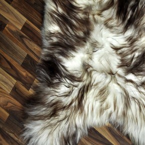 XXXL ÖKO Island Schaffell weiß braun geflammt 135x80 Teppich #9576