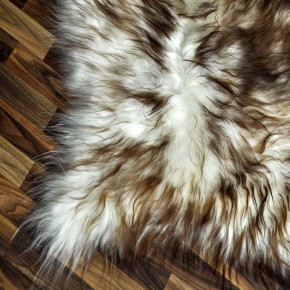 XXL ÖKO Island Schaffell weiß braun geflammt 120x90 Teppich #9578